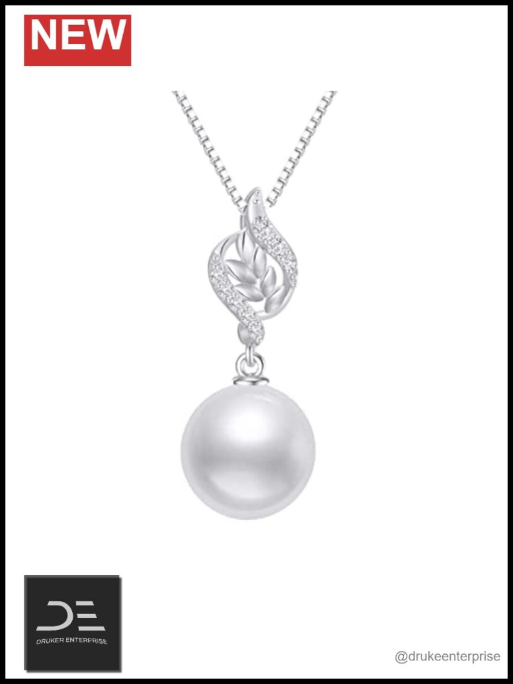 Women's 14k Gold Diamond & Freshwater Pearl Leaf Pendant Necklace, 18" Chain